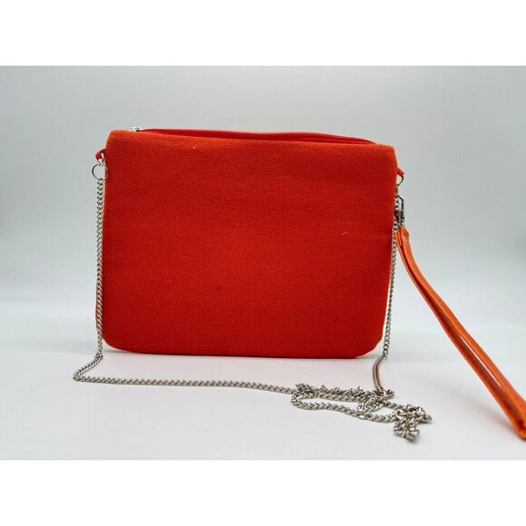 NATASHA beaded palm tree clutch wristlet shoulder bag - Orange/Green - Picture 3 of 8